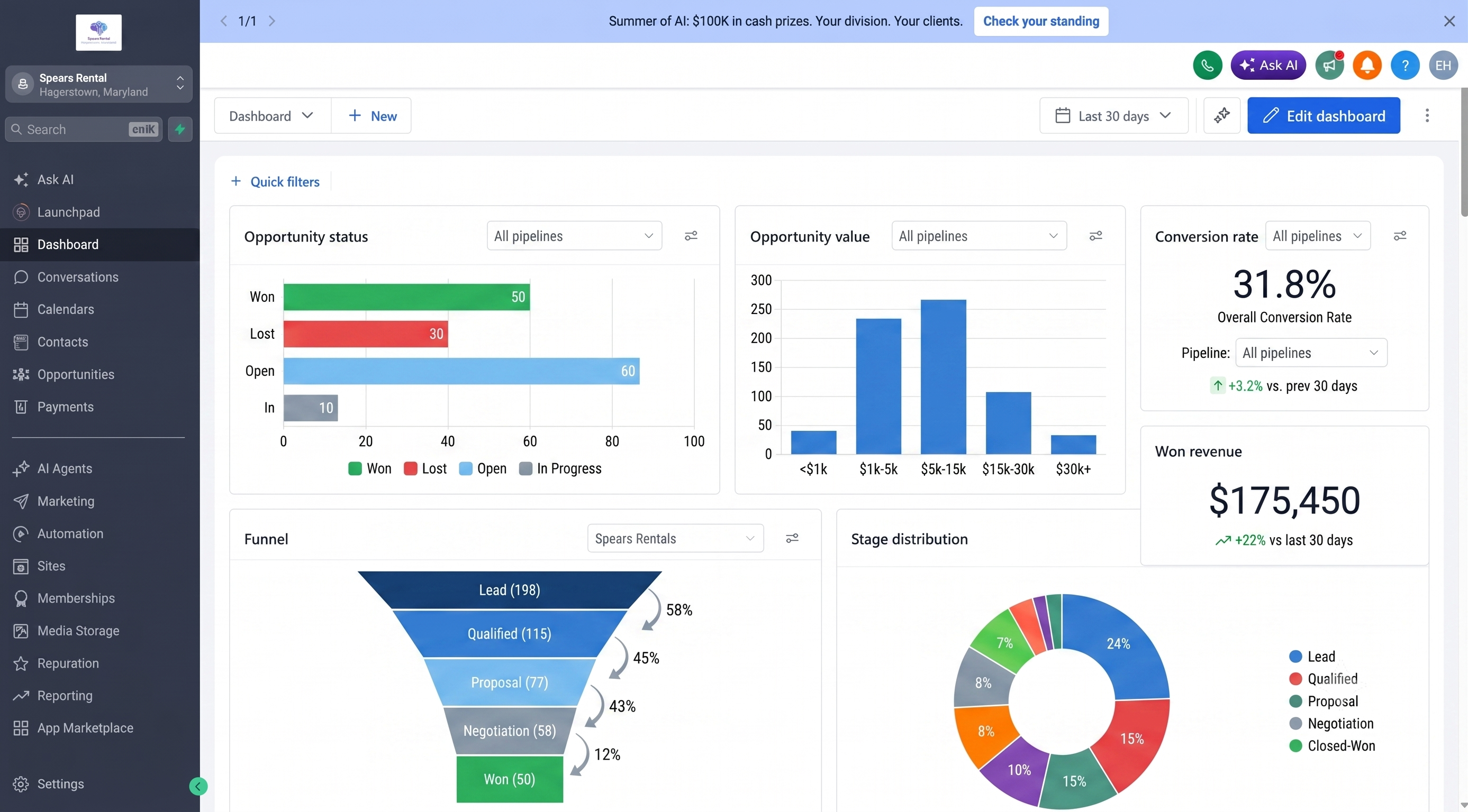 TUNDAR.AI backend dashboard — calendar, CRM and invoices
